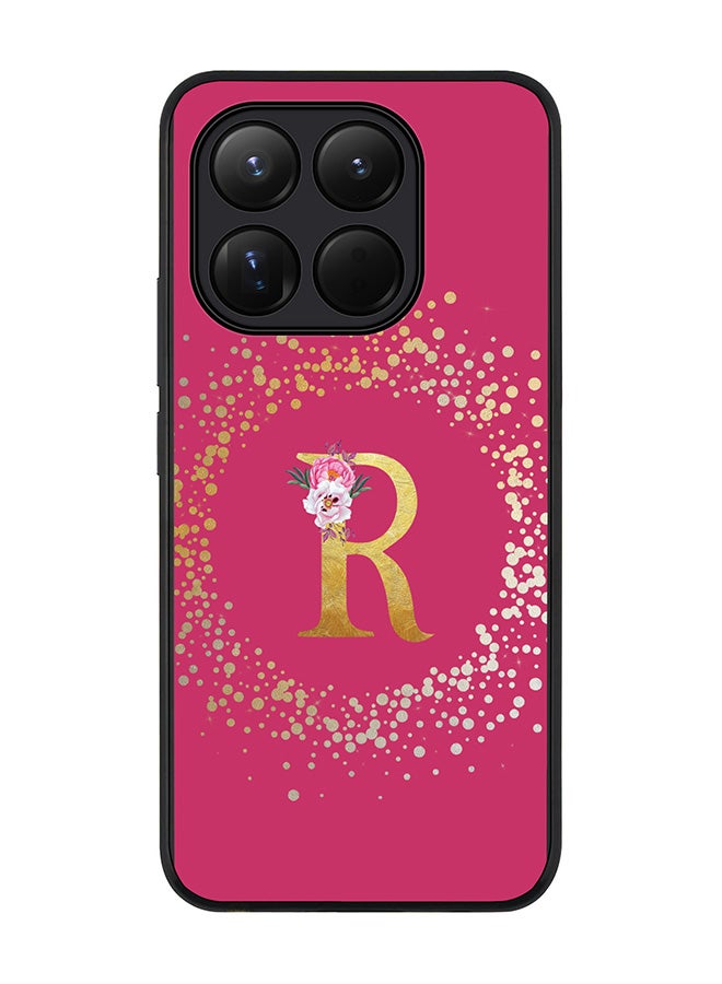 For Xiaomi 15T Case,Slim fit Camera Protection, Shockproof Thin Phone cover  - Custom Monogram Floral - R ( Deep Pink )